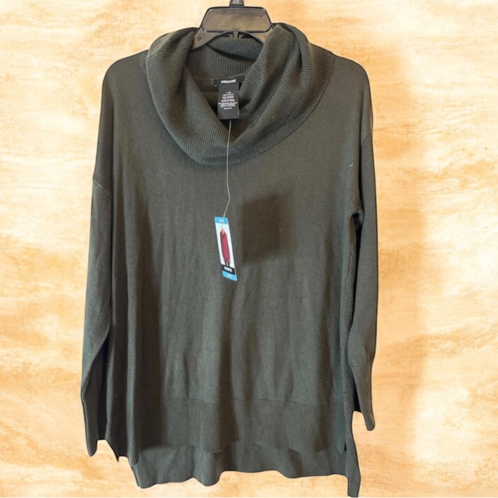 Premise Dark Olive Green Ribbed Long Sleeve ‎ Turtle Neck L